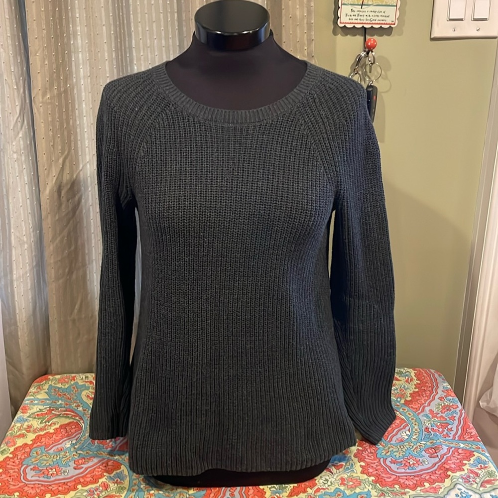 Ann Taylor LOFT Peony Tie Back Mixed Media Sweater